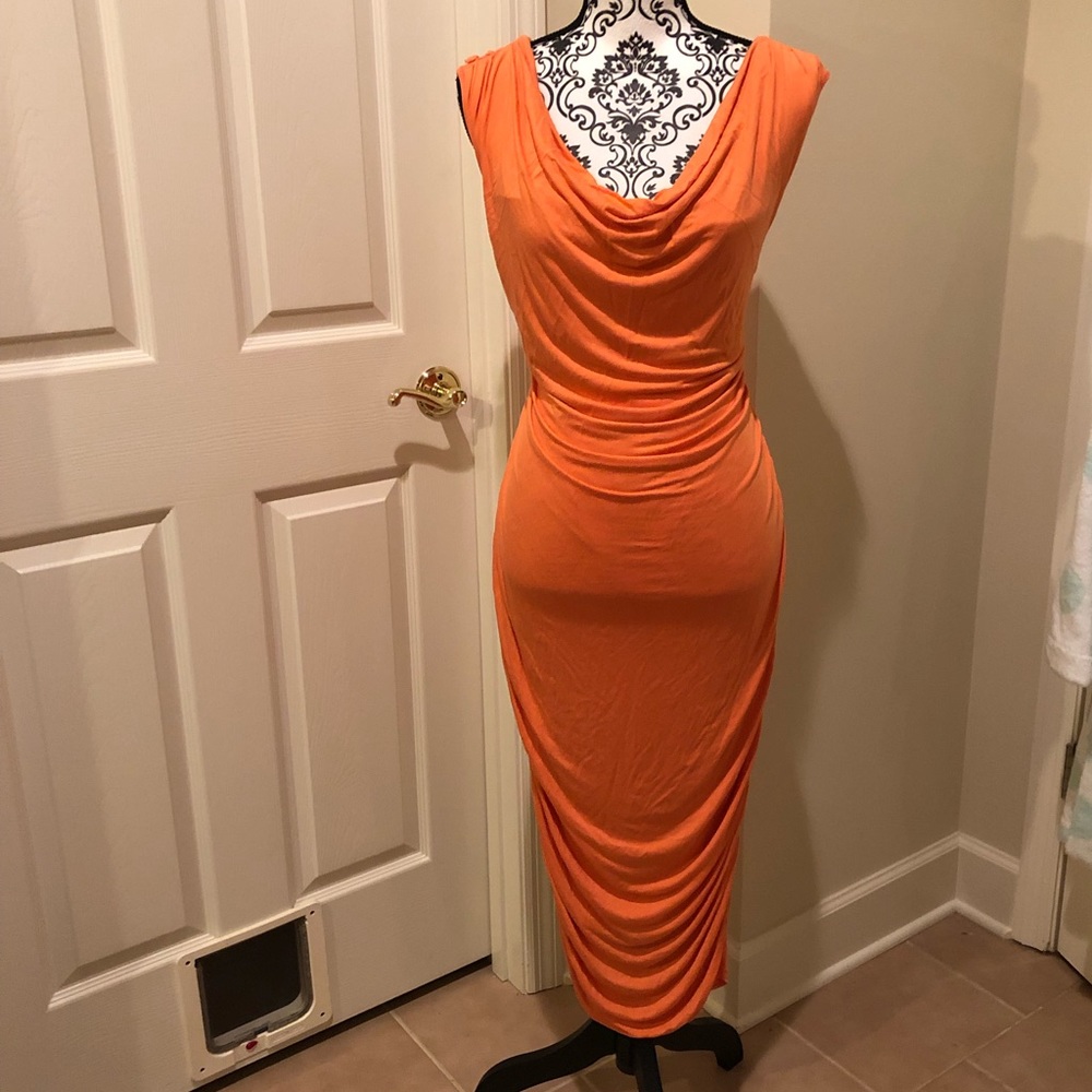 Orange dress with bead detail